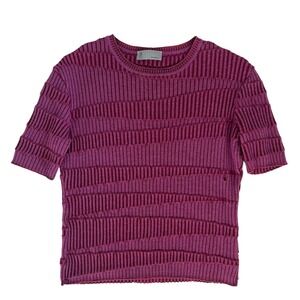 Vintage M Missoni Magenta Purple Short Sleeve Ribbed Knit Sweater SZ M Artsy